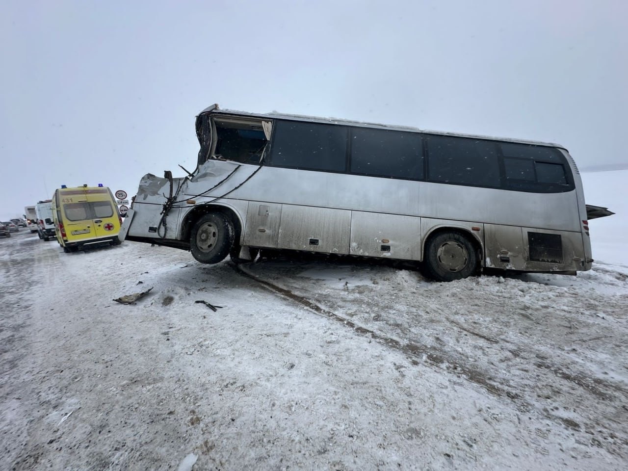 Двенадцать человек пострадали в столкновении автобуса с детьми и грузовика под Уфой
